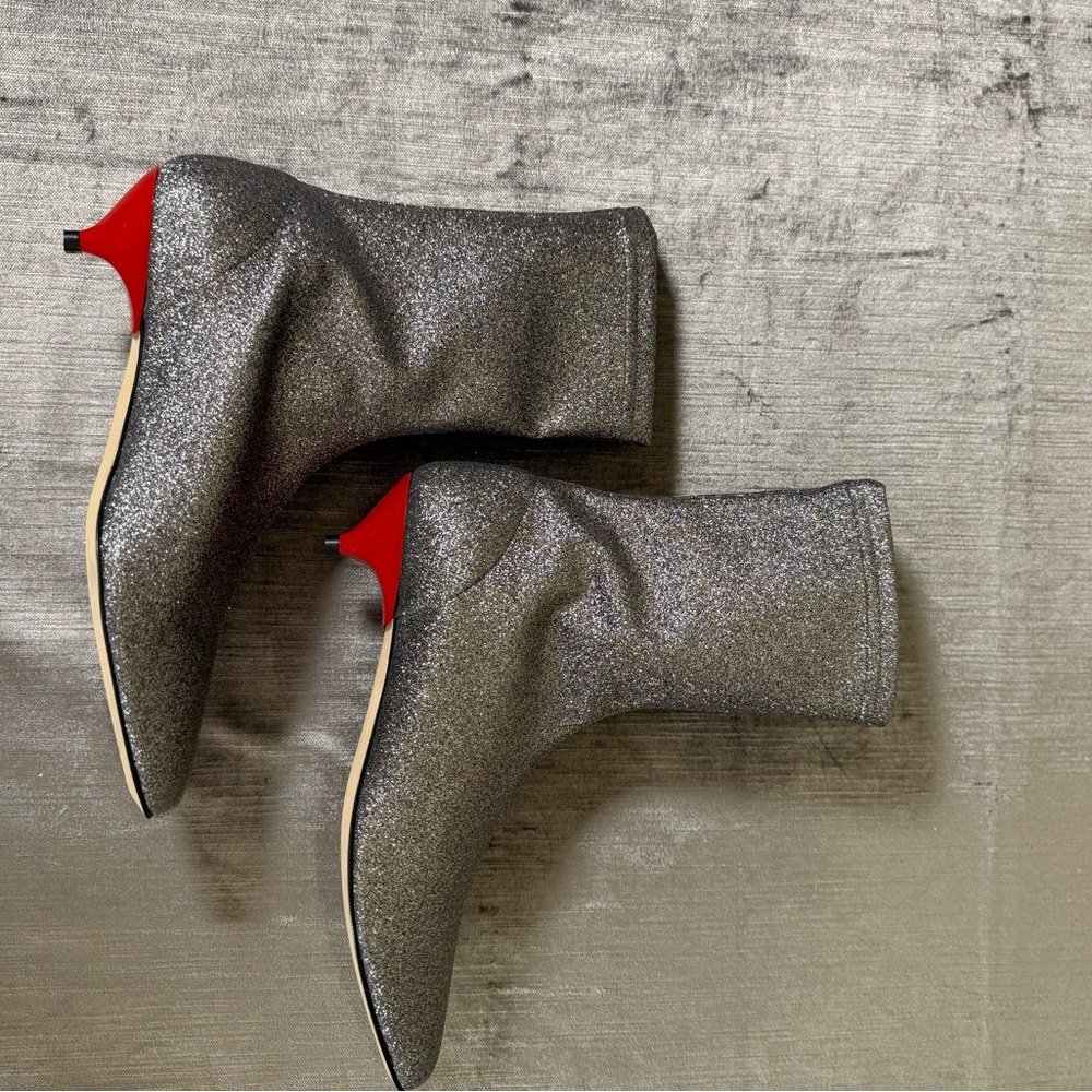 Gia Couture Silver Glitter Ankle Boots EU 40 Red Heel - Picture 4 of 8